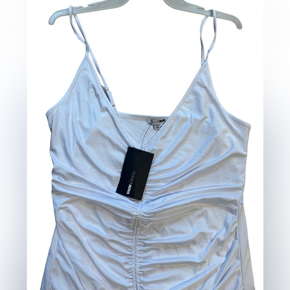 FashionNova Shanghai Ruched V-Neck Spaghetti Strap Dress White Sz1X - Picture 7 of 12